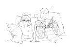  2024 anthro biped duo eyewear glasses guiisad0 hi_res knitting machine male mammal newspaper pillow procyonid raccoon rascal_(robot_dreams) reading robot robot_(robot_dreams) robot_dreams sitting slightly_chubby smile 