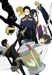  bodysuit celty_sturluson durarara!! heiwajima_shizuo kida_masaomi kishitani_shinra megane orihara_izaya ryuugamine_mikado smoking sonohara_anri sword weapon 