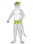 anthro clothed clothing dragon full-length_portrait fuze hi_res male mythological_creature mythological_scalie mythology navel nipples portrait scalie simple_background solo topless underwear underwear_only white_background