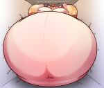 2020 absurd_res anthro antlers belly benbencoo big_belly big_moobs biped body_size_growth damaged_ceiling damaged_floor damaged_wall deer dialogue digital_media_(artwork) english_text fur hi_res horn huge_belly hyper hyper_belly inflation macro male mammal moobs navel orange_body orange_fur ray_the_buck size_transformation smile solo text transformation 