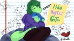 16:9 2024 3huntle0 anfitrionaaa anthro artist_name baryonyx bean_bag benjamin_mcknight cavemanon_studios clothing damien_payne detailed_background digital_drawing_(artwork) digital_media_(artwork) dinosaur eyelashes female green_body green_hair green_scales grey_eyes guts_(iwhtg) hair hi_res hoodie hugging_plushie i_wani_hug_that_gator iadakan inco_(iwhtg) liz_farlane long_tail olivia_halford plushie reptile scales scalie short_hair signature sitting smile snout solo spinosaurid tail theropod topwear vincent_payne watermark widescreen yellow_sclera