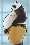  2023 2:3 anthro balls bear belly big_belly bite biting_lip black_and_white_fur bottomwear clenched_teeth clothing dreamworks fur genitals giant_panda hi_res kung_fu_panda male mammal master_po_ping meme moobs narrowed_eyes nipples obese obese_anthro obese_male overweight overweight_anthro overweight_male oystercatcher7 pants penis side_view signature solo standing teeth tight_bottomwear tight_clothing tight_pants tight_pants_(meme) 