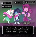 absurd_res blush bovid caprine deltarune devluca17 drawing english_text female goat happy hi_res human kris_(deltarune) lizard male mammal ralsei reptile scalie speech_bubble susie_(deltarune) text undertale_(series)