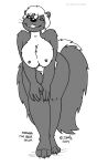  2023 anthro big_breasts breasts claws female greyscale grin hair hi_res mammal mephitid miranda_(sergewolf) monochrome nipples nude skunk smile solo striped_skunk tegerio whiskers 