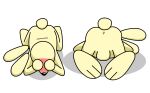 anthro anus ass_up backsack balls blush butt covering covering_eyes covering_face covering_self embarrassed floating_ears genitals hi_res hindpaw jason_burrow jay_jay_the_lucky_rabbit lagomorph leporid male mammal nude paws presenting presenting_hindquarters rabbit shaded simple_background simple_coloring simple_shading solo swift_bristlensfw y_anus