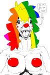 2:3 anthro big_breasts breasts clown clown_makeup clown_nose deltav digital_media_(artwork) dinosaur dromaeosaurid female hair hi_res reptile scalie theropod