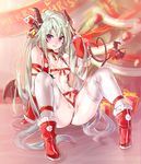  breasts christmas dio_uryyy erect_nipples horns naked_ribbon open_shirt pointy_ears pussy tail thighhighs wings 