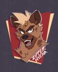 anthro eye_scar facial_scar hi_res hyena icon male mammal mohawk red_eyes scar spotted_hyena yows_(artist) zipper zipper_hyena