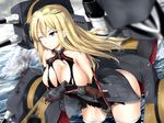  bismarck_(kancolle) breast_hold kantai_collection no_bra thighhighs tokorotn torn_clothes wallpaper 
