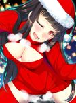  areola atlach-nacha christmas cleavage doomblade erect_nipples hirasaka_hatsune no_bra sweater thighhighs 