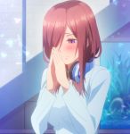  1girl blue_eyes go-toubun_no_hanayome headphones highres nakano_miku screencap stitched third-party_edit 