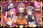  animal_ears bandages halloween horns maid no_bra pointy_ears tail underboob witch xinghuo 