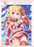  cameltoe christmas cleavage pantsu skirt_lift string_panties takei_ooki thighhighs 