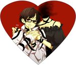  1girl bad_id bad_pixiv_id black_hair celty_sturluson couple dullahan durarara!! fudan glasses headless heart hetero kishitani_shinra ribbon shadow smile 