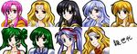  74 adean_(fire_emblem) aira_(fire_emblem) armor bare_shoulders black_eyes black_hair blonde_hair briggid_(fire_emblem) brown_eyes cape character_chart circlet diadora_(fire_emblem) earrings ethlin_(fire_emblem) fire_emblem fire_emblem:_seisen_no_keifu fury_(fire_emblem) green_eyes green_hair headband jewelry lachesis_(fire_emblem) lavender_hair long_hair multiple_girls pegasus_knight pink_eyes pink_hair ponytail purple_eyes purple_hair sylvia_(fire_emblem) tiltyu_(fire_emblem) translated 