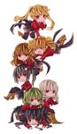  asmodeus bad_id bad_pixiv_id beelzebub belphegor black_hair blonde_hair boots brown_hair chibi drill_hair green_hair highres kotoko_(oxxxo) leviathan_(umineko) lucifer mammon multiple_girls necktie pink_neckwear ponytail red_eyes satan silver_hair stakes_of_purgatory twintails umineko_no_naku_koro_ni vest wavy_mouth 