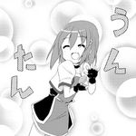  artist_request castanets closed_eyes cropped_jacket fingerless_gloves gloves greyscale hair_ornament instrument jacket lowres lyrical_nanoha magical_girl mahou_shoujo_lyrical_nanoha monochrome open_clothes open_jacket open_mouth parody solo un_tan x_hair_ornament yagami_hayate 