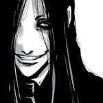  alucard_(hellsing) black grin hellsing lowres male_focus monochrome oekaki smile solid&amp;etc solo spot_color white white_background 