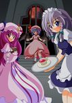  bad_id bad_pixiv_id blue_hair cup full_moon grey_hair hat izayoi_sakuya moon multiple_girls patchouli_knowledge purple_hair red_moon remilia_scarlet shinjitsu stairs teacup touhou tray window 