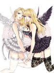  blade_&amp;_soul cleavage dress fishnets stockings thighhighs tsuna2727 wings 