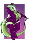  2019 anthro big_breasts big_tail black_eyebrows boots border breasts claws cleavage clothed clothing digital_media_(artwork) ear_piercing eyebrow_piercing eyebrows facial_piercing female footwear front_view full-length_portrait green_claws green_eyes green_hair green_scales green_tail hair hi_res holding_object holding_whip katthelizard lavenderpandy lip_piercing lip_ring lizard long_hair long_tail looking_at_viewer multicolored_hair nipple_bulge nose_piercing nose_ring outside_border overweight overweight_female piercing portrait purple_background purple_clothing purple_topwear reptile rubber scales scalie septum_piercing simple_background solo standing thick_tail thick_thighs two_tone_hair voluptuous whip white_border white_hair wide_hips 