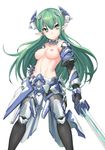 armor lu_hao_liang nipples pointy_ears sword topless 