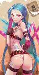  ass bikini_top heihei_de_hei_yan_long jinx league_of_legends panty_pull tattoo thighhighs thong 