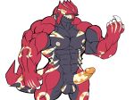  2019 5_fingers abs anthro anthrofied balls demondragoncyan erection groudon humanoid_penis legendary_pok&eacute;mon male muscular muscular_male navel nintendo nipples nude open_mouth pecs penis pok&eacute;mon pok&eacute;mon_(species) primal_groudon primal_reversion simple_background solo standing teeth video_games white_background 