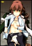  angyadow areola bra eiyuu_densetsu eiyuu_densetsu:_sen_no_kiseki open_shirt pantsu pantyhose seifuku shikei torn_clothes towa_herschel 