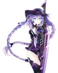  bodysuit choujigen_game_neptune cleavage neptune no_bra purple_heart see_through sword thighhighs transparent_png tsunako 