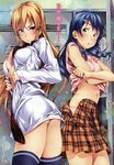  ass bottomless bra cleavage nakiri_erina open_shirt seifuku shirt_lift shokugeki_no_soma tadokoro_megumi thighhighs tosh undressing 