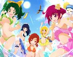  aoki_reika bikini candy_(smile_precure) cleavage garter gun hino_akane hoshizora_miyuki kise_yayoi midorikawa_nao pretty_cure smile_precure! swimsuits underboob wardrobe_malfunction wet 