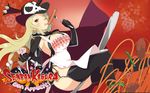  blonde_hair breasts cleavage dekamori_senran_kagura large_breasts marvelous_entertainment no_bra senran_kagura senran_kagura:_bon_appetit shiki_(senran_kagura) stockings thighhighs wallpaper yaegashi_nan 