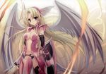  armor cleavage karomix karory no_bra puzzle_&amp;_dragons sword thighhighs wings 