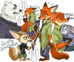  anthro budino canid canine clothed clothing disney female fennec finnick fox fur group japanese_text judy_hopps koslov lagomorph low_res male mammal nick_wilde polar_bear rabbit text translation_request ursid ursine white_fur zootopia 