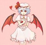  bad_id bad_pixiv_id bat_wings blue_hair fangs gift hat heart holding holding_gift red_eyes remilia_scarlet short_hair solo touhou valentine wings yuki_(popopo) 