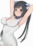  ccaw cleavage dress dungeon_ni_deai_wo_motomeru_no_wa_machigatteiru_darou_ka erect_nipples hestia_(dungeon) 