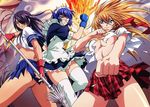  ass eyepatch ikkitousen kanu_unchou maid no_bra nopan rin_sin ryomou_shimei seifuku sonsaku_hakufu thighhighs torn_clothes underboob weapon 