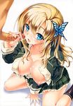  boku_wa_tomodachi_ga_sukunai breasts censored cum erect_nipples fellatio kashiwazaki_sena kikurage nipples no_bra open_shirt penis seifuku 