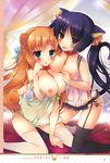  animal_ears bondage breast_hold breasts hisama_kumako lingerie nekomimi nipples pantsu stockings string_panties tail thighhighs yuri 