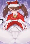  cameltoe christmas dress kantai_collection pantyhose ryuujou_(kancolle) sai_(artist) skirt_lift tail 