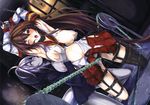  bondage breast_grab breasts kantai_collection monikano nipples no_bra open_shirt pantsu pussy_juice re-class_battleship thighhighs torn_clothes yamato_(kancolle) 