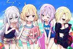  bikini bikini_top futaba_anzu hoshi_shouko kingin koshimizu_sachiko school_swimsuit shirasaka_koume swimsuits the_idolm@ster the_idolm@ster_cinderella_girls 