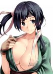  breasts japanese_clothes kantai_collection nipples no_bra open_shirt see_through souryuu_(kancolle) tro 