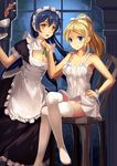  ayase_eli cleavage dance_of_eternity dress love_live! maid sonoda_umi stockings summer_dress thighhighs 