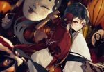  black_hair long_hair mask menreiki_(onmyouji) onmyouji red_eyes saika_(saika_nyan) signed 