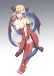  breasts dress heels horns kuronell nipples no_bra nopan open_shirt pussy_juice thighhighs wings 