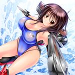 cleavage erect_nipples kogarashi_(artist) mecha_musume school_swimsuit see_through swimsuits weapon 