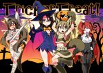  animal_ears bandages breast_hold chankodining_waka cleavage dress halloween kitsune megane no_bra nopan tail witch 