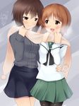  girls_und_panzer nishizumi_maho nishizumi_miho nksk pantyhose seifuku yuri 